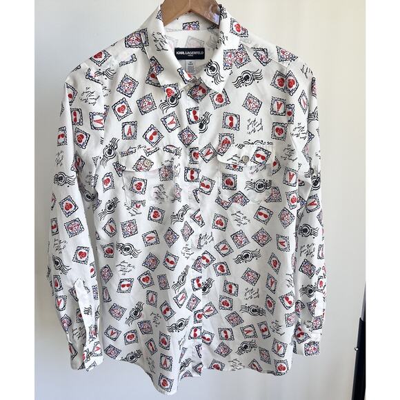 Karl Lagerfeld White Long Sleeve Paris France Shirt Women's Small Button Down - Picture 1 of 5